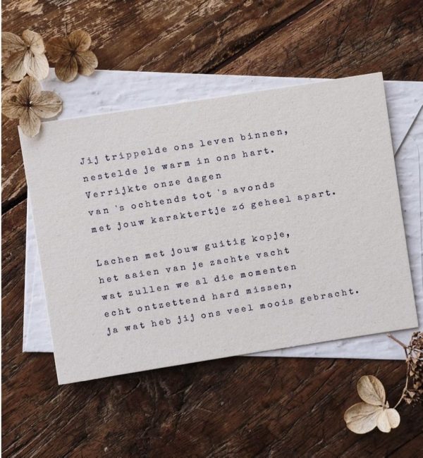 Troostgedicht huisdier caduc